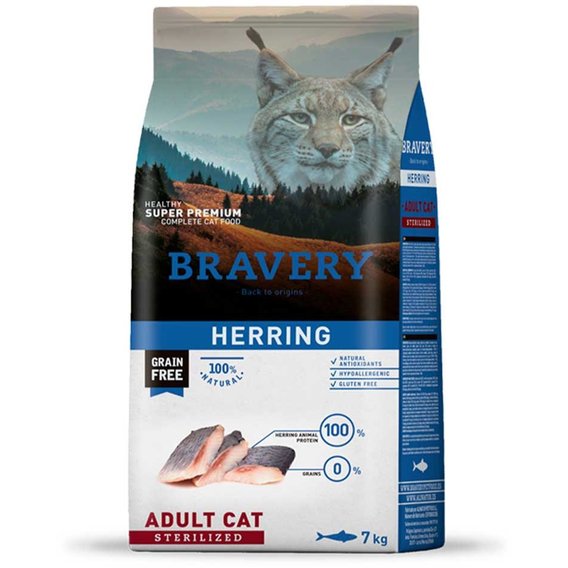 Сухий корм Bravery Herring Adult Cat Sterilized для стерилізованих котів з оселедцем 7 кг (0708 BR HERR STER _7KG)