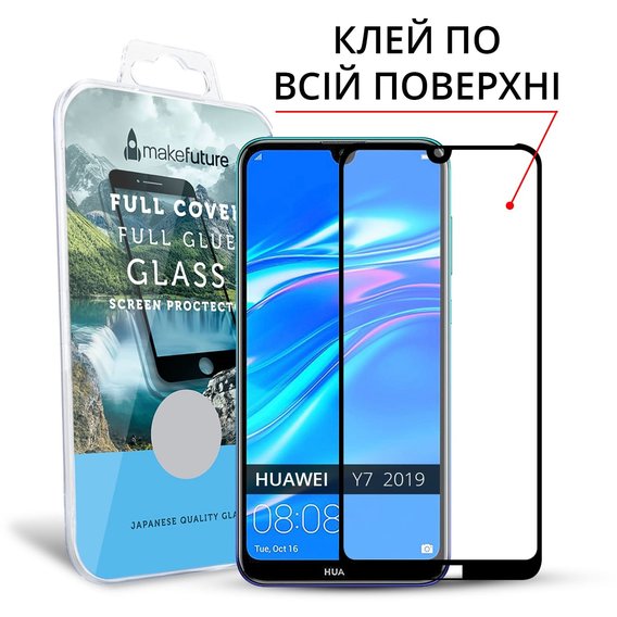 Аксессуар для смартфона MakeFuture Tempered Glass Full Cover Black for Huawei Y7 2019 (MGFCFG-HUY719)