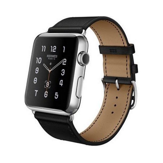 Apple Watch Hermes 38mm Stainless Steel Case with Single Tour Noir Leather Band (MLCP2)