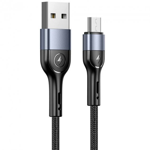 Кабель Usams USB Cable to Lightning Dual Right-Angle Cable With Colorful Light 1.2m Black (US-SJ455)