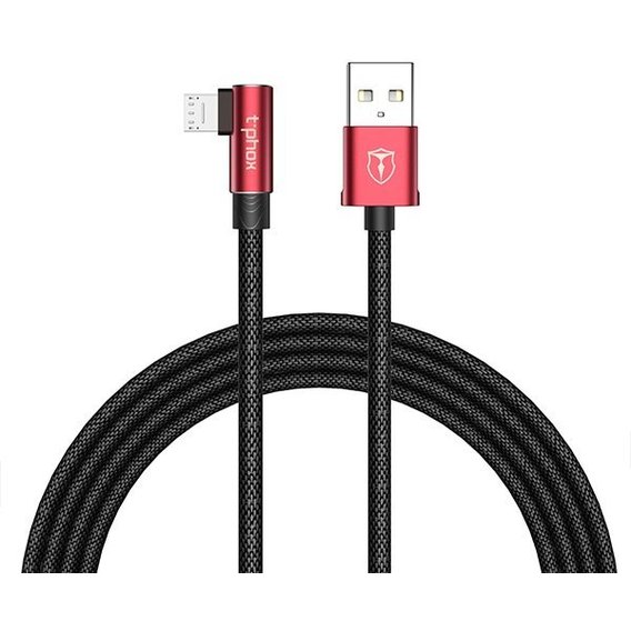 Кабель T-PHOX USB Cable to microUSB Champion Gaming 3A 1.2m Black/Red (T-L804 Black/Red)