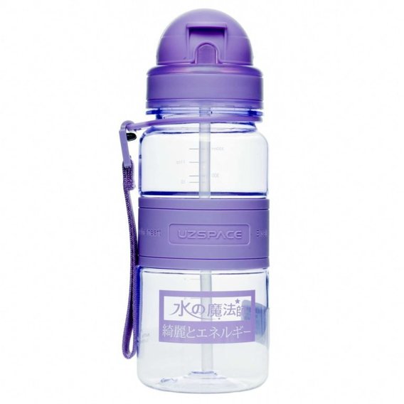 Бутылка для воды UZspace Magic Ion с трубочкой 350мл, Фиолетовый (5021)