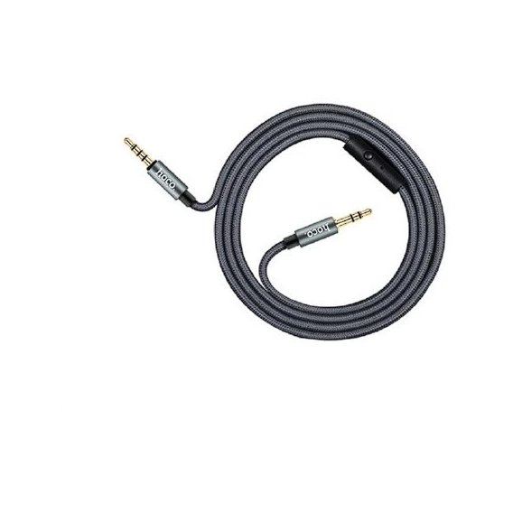 Кабель Hoco Audio Cable AUX 3.5mm Jack UPA04 With Mic 1m Metal Gray