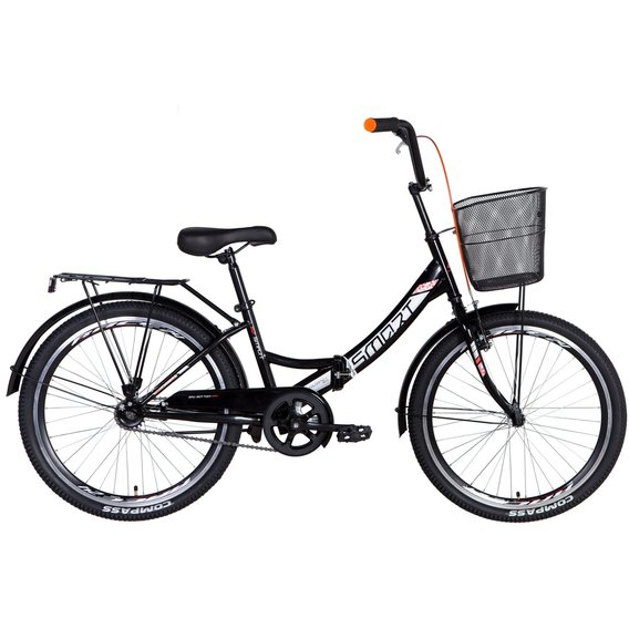 Велосипед Formula SMART 2021 24" черно-оранжевый с корзиной (OPS-FR-24-245)