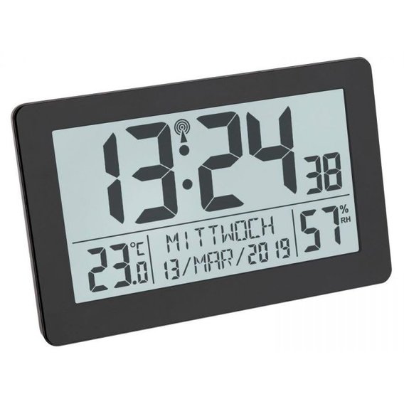 Часы настенные цифровые TFA, термогигрометр, 206x30x130 мм
