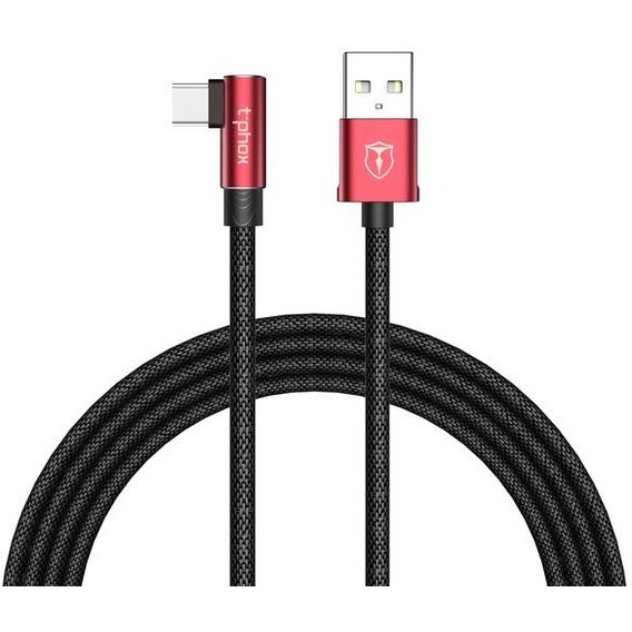 Кабель T-PHOX USB Cable to USB-C Champion Gaming 3A 1.2m Black/Red (T-L804 Black/Red)