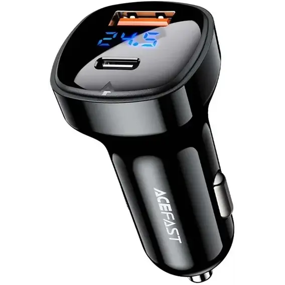 Зарядное устройство Acefast Car Charger USB+USB-C B4 66W Black