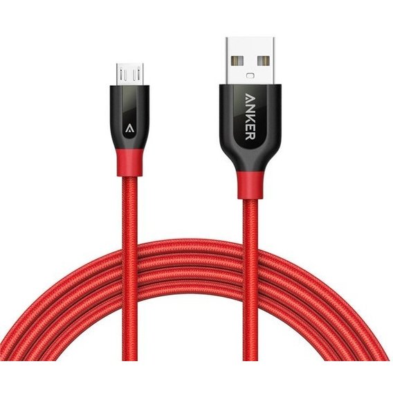 Кабель ANKER USB Cable to microUSB Powerline+ V3 1.8m Red (A8143H91/A8143G91)