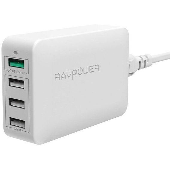 Зарядное устройство RavPower USB Wall Charger Quick Charge 3.0 4xUSB 40W White (RP-PC024WH)