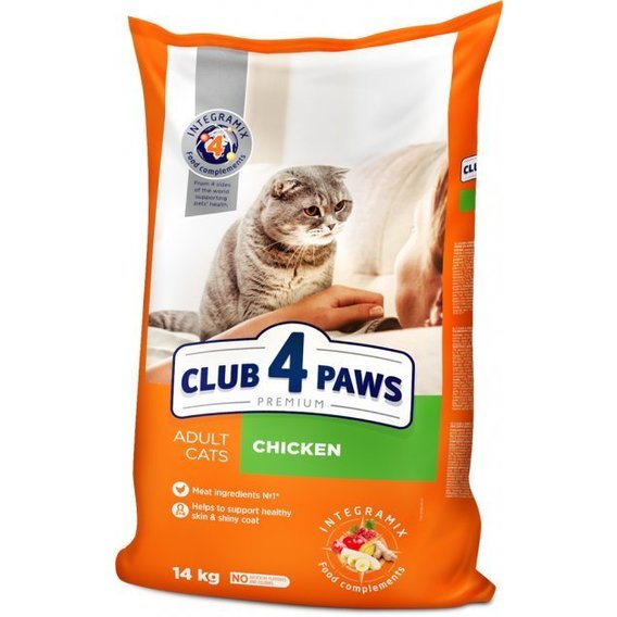 Сухой корм Club 4 Paws Premium Adult cats для взрослых кошек с курицей 14 кг (4820083909146)