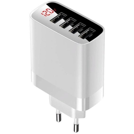 Зарядное устройство Baseus USB Wall Charger 4xUSB 2.4A Mirror Lake White (CCJMHB-B02)