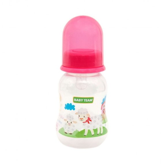 Бутылочка с талией и силиконовой соской Baby Team 125 мл (1111 розовый)