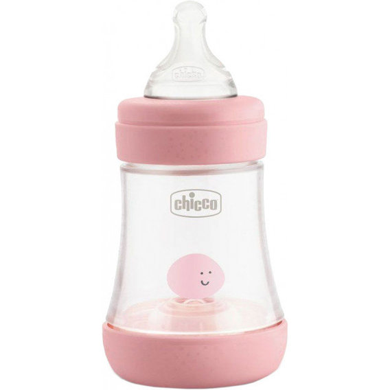 Бутылочка для кормления пластиковая Chicco PERFECT 5 с силиконовой соской 0м+ 150 мл Розовая (20211.10.40)