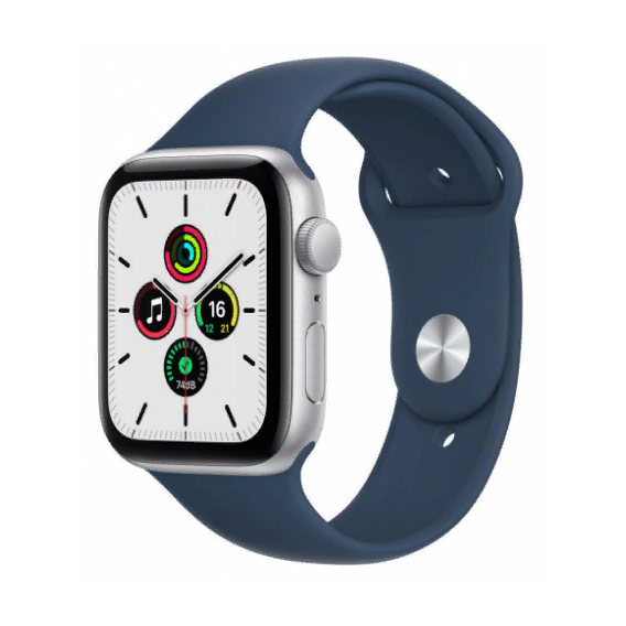 Apple Watch SE 40mm GPS Silver Aluminum Case with Abyss Blue Sport Band (MKNY3)