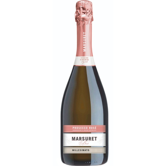Игристое вино Marsuret Prosecco DOC Treviso Rose Brut Millesimato розовое брют 11.5 % 0.75 л (WHS8052439180831)