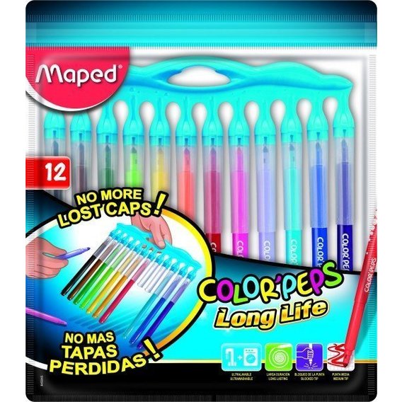 Фломастеры Maped COLOR PEPS LONG LIFE Innovation, 12 цветов (MP.845045)