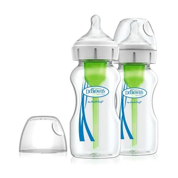 Стеклянная бутылочка для кормления с широким горлышком Options+, 270 мл, 2 шт (WB92700-P2)