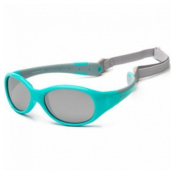 Деткие солнцезащитные очки Koolsun бирюзово-серые (Размер 0+) (KS-FLAG000)