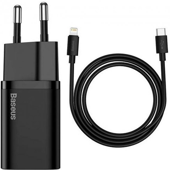 Зарядное устройство Baseus USB-C Wall Charger Super Si 20W Black with Cable USB-C to Lightning (TZCCSUP-B01)