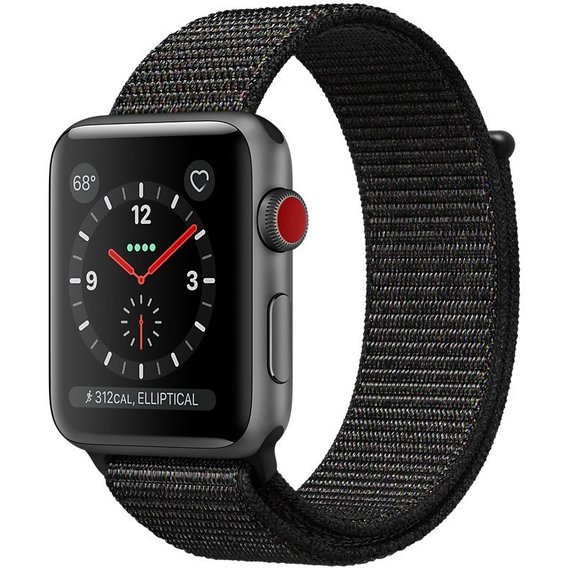 Apple Watch Series 3 42mm GPS+LTE Space Gray Aluminum Case with Black Sport Loop (MRQF2)
