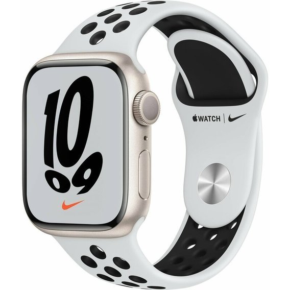 Apple Watch Series 7 Nike 45mm GPS Starlight Aluminum Case with Pure Platinum / Black Nike Sport Band (MKNA3) UA