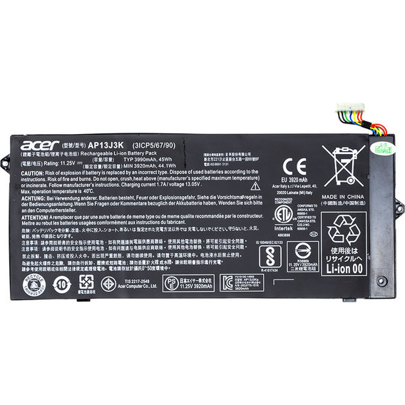 Батарея для ноутбука ACER Chromebook C720 (AP13J3K) 11.25V 45Wh (original)