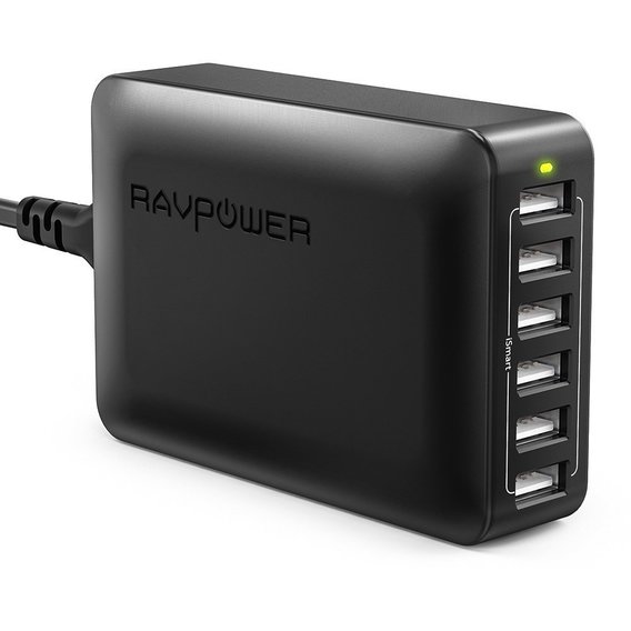 Зарядное устройство RavPower USB Wall Charger Station with iSmart Technology 6xUSB 60W 12A Black (RP-PC028BK)