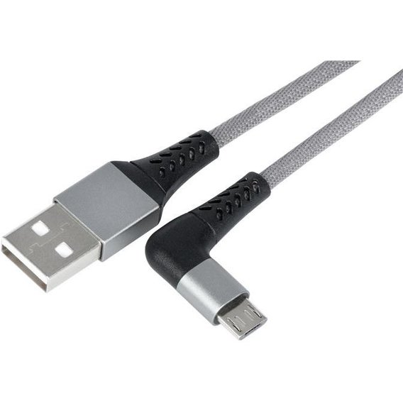 Кабель 2E USB Cable to microUSB Right Angle Round Fabric 1m (2E-CCMTR-1MGR)