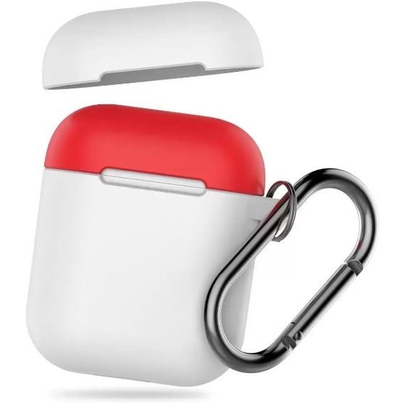 Чехол для наушников AhaStyle Silicone Duo Case with Belt White/Red (AHA-01460-WWR) for AirPods