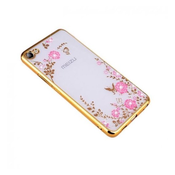Аксессуар для смартфона TPU Case Flowers with Glossy Bumper Gold for Meizu U10