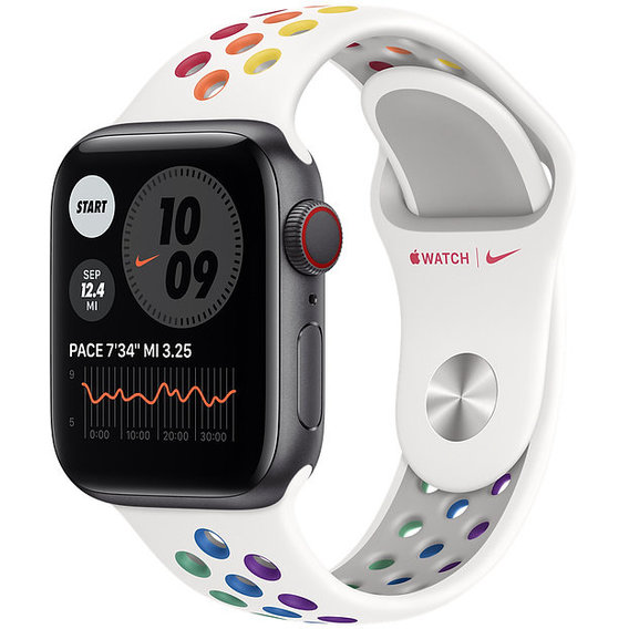 Apple Watch Series 6 Nike 40mm GPS+LTE Silver Aluminum Case with Pride Nike Sport Band (M0DK3,MYD52AM)