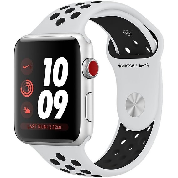 Apple Watch Series 3 Nike+ 42mm GPS+LTE Silver Aluminum Case with Pure Platinum/Black Nike Sport Band (MQLC2)