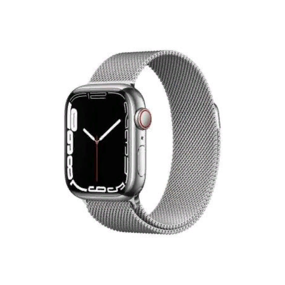 Apple Watch Series 7 45mm GPS+LTE Silver Stainless Steel Case with Silver Milanese Loop (MKJW3/MKJE3)