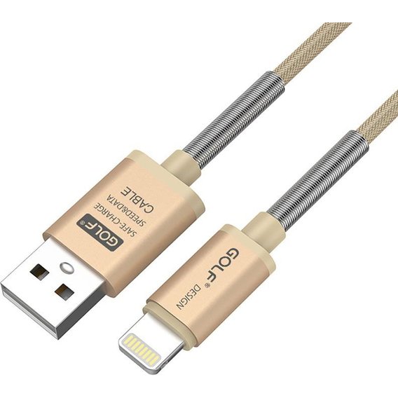 Кабель Golf USB Cable to Lightning Thunder Braided 1m Gold (GC-40i)
