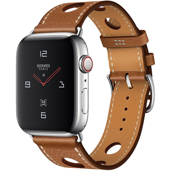 Apple Watch Series 4 Hermes 44mm GPS+LTE Stainless Steel Case with Fauve Grained Barenia Leather Single Tour Rallye (MU9D2)