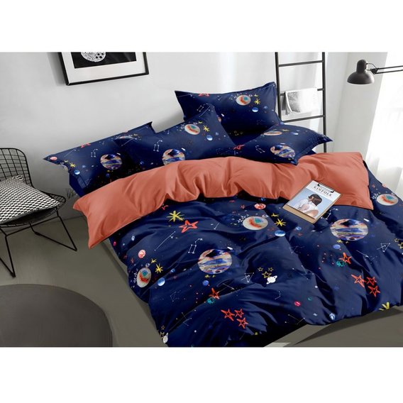 Комплект постельного белья SoundSleep Planets сатин подростковый синий (93669276)