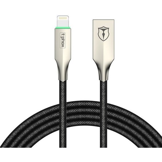 Кабель T-PHOX USB Cable to Lightning Auto 1m Black ( T-L821 black)
