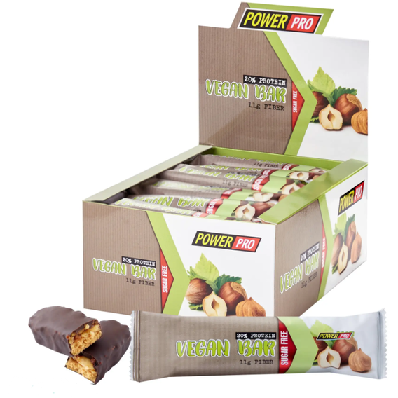 Протеиновый батончик Power Pro Vegan Bar 32% protein 20x60g / 20 servings / Nut