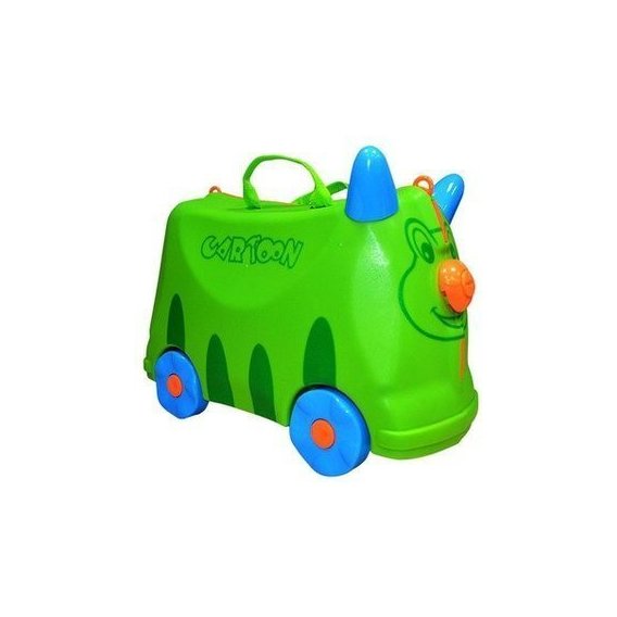 Детский чемодан-каталка на колесах VeNergy Зеленый Кот Cartoon (4353)