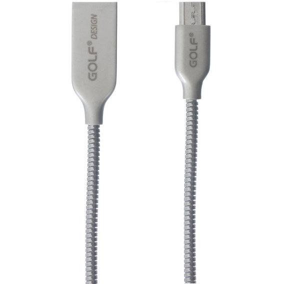Кабель Golf USB Cable to microUSB Kirsite Metal Spring 1m Silver (GF-36m)