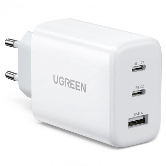 Зарядное устройство Ugreen Wall Charger 2xUSB-C+USB CD275 65W White (90496)