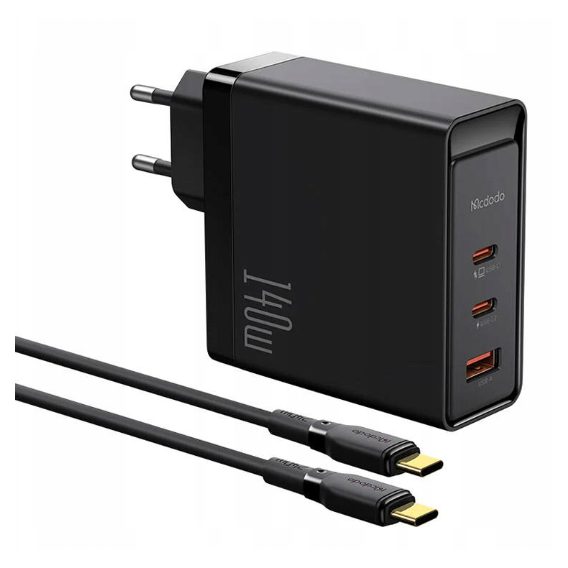 Зарядное устройство Mcdodo Wall Charger USB+2xUSB-C CH-2913 GaN 5 Pro 140W with cable USB-C Black