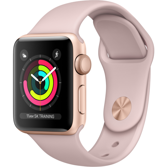 Apple Watch Series 3 42mm GPS Gold Aluminum Case with Pink Sand Sport Band (MQL22)