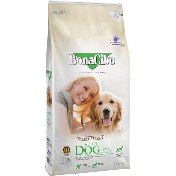 Сухий корм для собак BonaCibo Adult Dog Lamb&Rice з м'ясом ягняти та рисом 15 кг (BC405789)