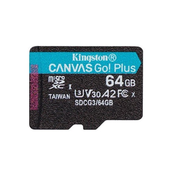Карта памяти Kingston 64GB microSDXC class 10 UHS-I U3 A2 Canvas Go Plus (SDCG3/64GBSP)