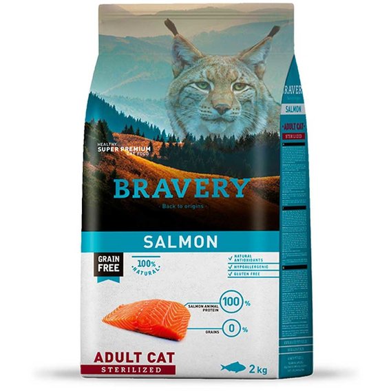 Сухий корм Bravery Salmon Adult Cat Sterilized для стерилізованих котів з лососем 2 кг (7708 BR SALM STER_2KG)
