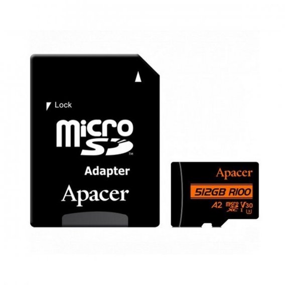Карта памяти Apacer 512GB microSDXC Class 10 UHS-I U3 + adapter (AP512GMCSX10U8-R)