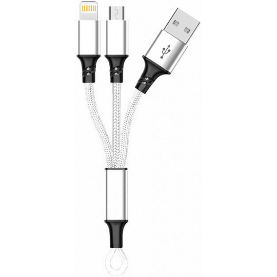 Кабель XOKO USB Cable to Lightning/microUSB 20cm Silver (SC-205-SL)