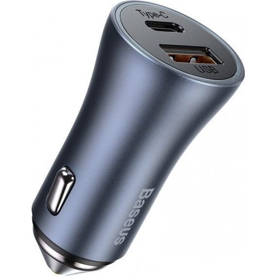Зарядний пристрій Baseus Car Charger USB + USB-C Golden Contactor Pro 40W Dark Gray (CCJD-0G)