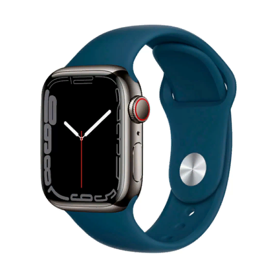 Apple Watch Series 7 45mm GPS+LTE Graphite Stainless Steel Case with Abyss Blue Sport Band (MKL23)